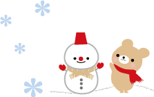 冬のイラスト・くまと雪だるま